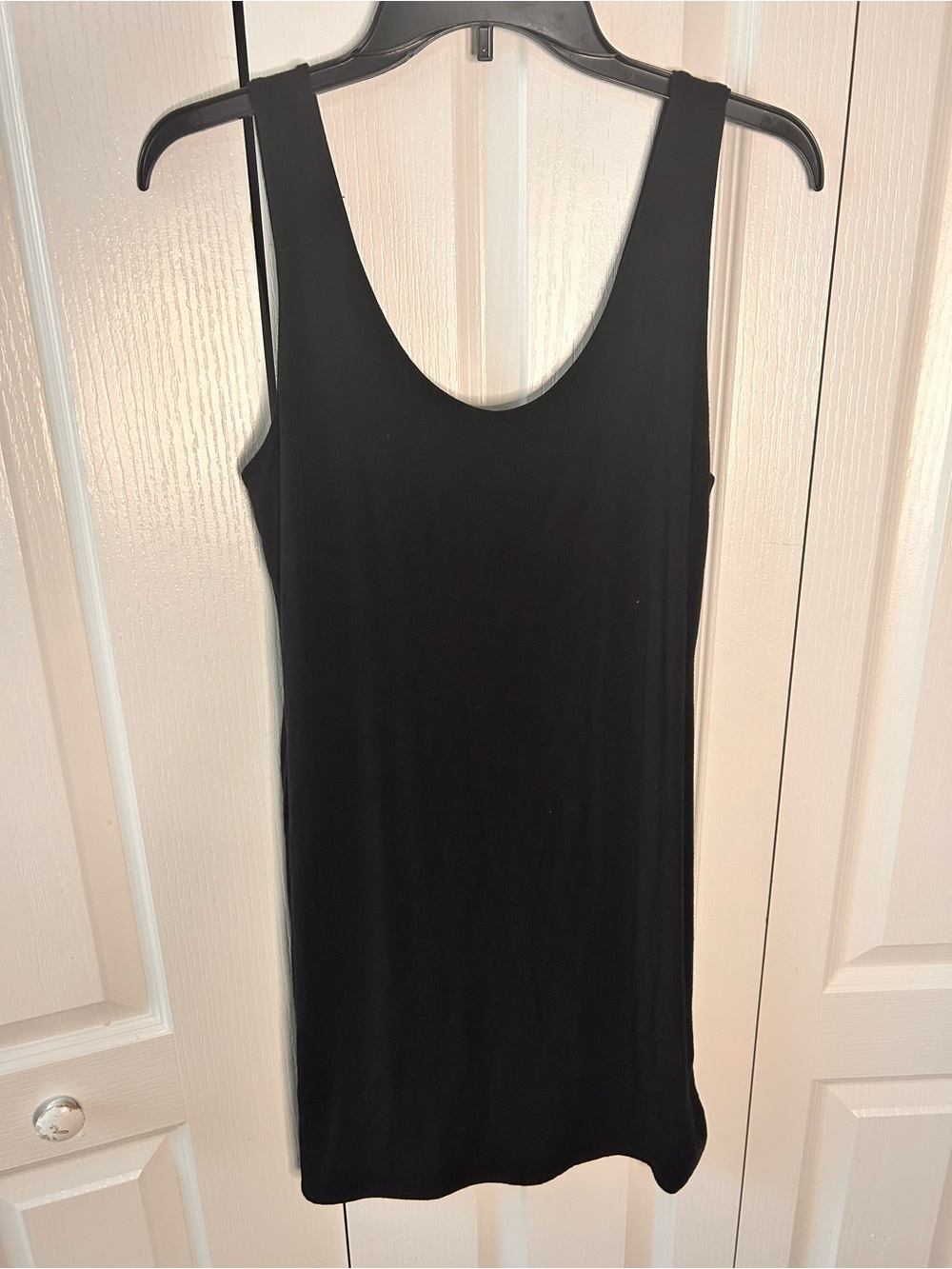 Makk Fashions Women’s Large Classic Black Tank Body Con Mini Dress Stretch Lined